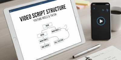 Professional blog header image for article titled: Video Script Structure That Works for YouTube Ree
