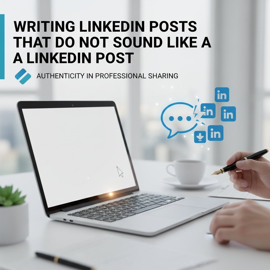 Professional blog header image for article titled: Writing LinkedIn Posts That Do Not Sound Like a LinkedIn Post. High quality, relevant imagery, clean composition.