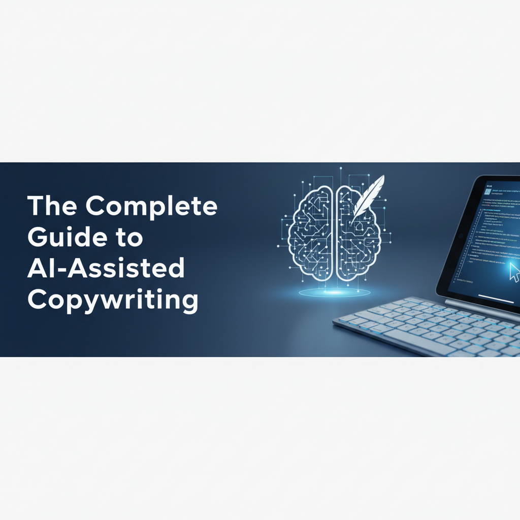 Professional blog header image for article titled: The Complete Guide to AI-Assisted Copywriting. High quality, relevant imagery, clean composition.