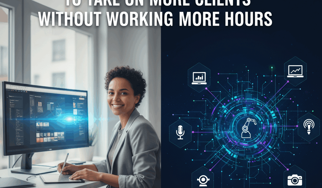 Professional blog header image for article titled: How Freelancers Are Using AI to Take On More Clie